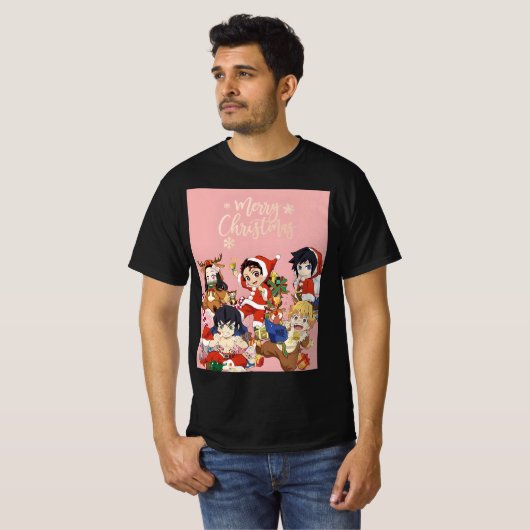 T-shirt Nezuko kamado Noël mignon (Devant entier)