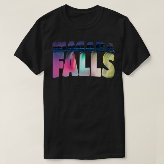 T-shirt Niagara Falls at Night Canada USA Typographie Souv (Design devant)