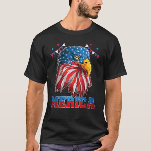 T-shirt Nica 4 juillet Bald Eagle Drapeau Américain Usa Pa (Devant)