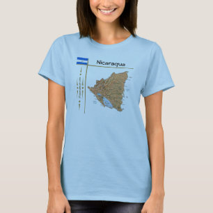T-shirt Nicaragua Carte + Drapeau + Titre