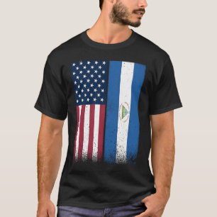 T-shirt Nicaragua Drapeau USA Et Nicaragua Drapeaux Fière