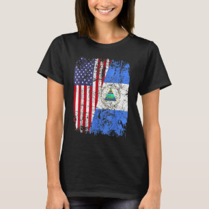 T-shirt NICARAGUA ROOTS Half American Flag USA