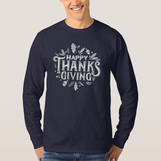 T-shirt Nice Bon thanksgiving texte avec Automne Feuille (Devant)