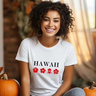 T-shirt Nice Hawaii Fleur Rouge Icônes Couleur Lumière