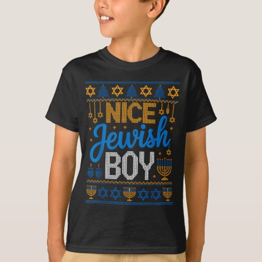 T-shirt Nice Jewish Boy Hanukkah Menorah Dreidel Ugly Swea (Devant)