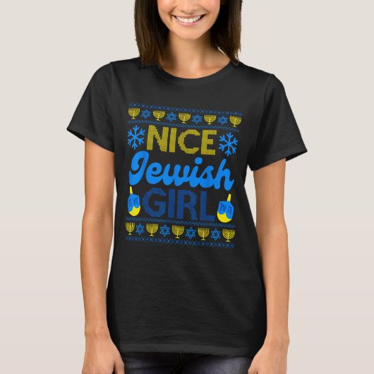 T-shirt Nice Jewish Girl Ugly Happy Hanukkah Sweater Chanu (Devant)