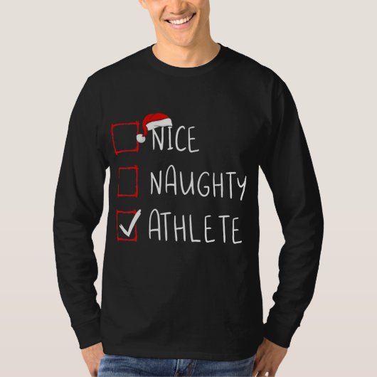 T-shirt Nice Naughty Athlete List Noël Père Noël  (Devant)