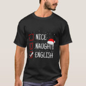 T-shirt Nice Naughty English Christmas Checklist Funny Eng (Devant)