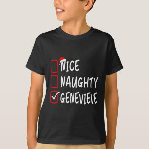 T-shirt Nice Naughty Genevieve Nom personnalisé Noël
