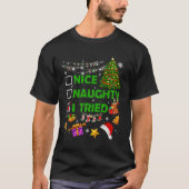 T-shirt Nice Naughty I Tried Christmas Tree Light Funny Xm (Devant)