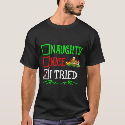 T-shirt Nice Naughty I Tried Santa Christmas List Tank Top (Devant)