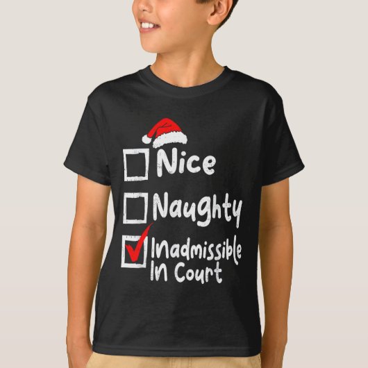 T-shirt Nice Naughty Inadmissible In Court Funny Christmas (Devant)