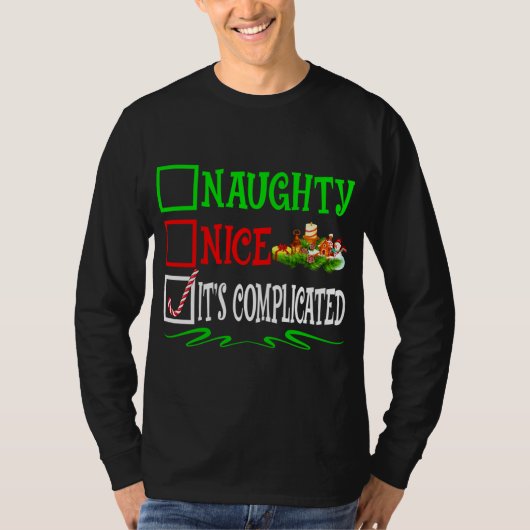 T-shirt Nice Naughty It's Compplicated Père Noël Christmas (Devant)