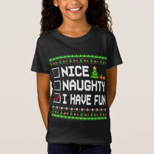 T-Shirt Nice Naughty J'Ai Amusant Liste de Noël Enfants Ga