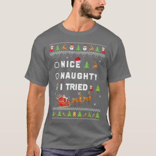 T-shirt Nice Naughty J'Ai Essayé Laid Sweater Père Noël Li