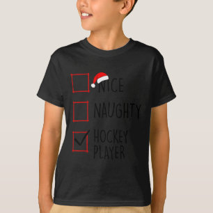 T-shirt Nice Naughty Joueur de hockey Liste de Noël Famill