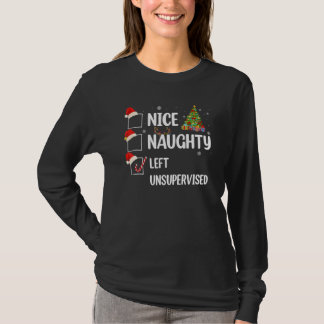 T-shirt Nice Naughty Left Unsupervised Christmas List Sant
