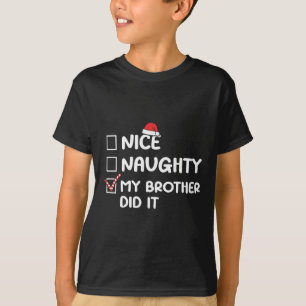 T-shirt Nice Naughty Mon Frère L'A Fait Liste De Noël Fami