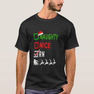 T-shirt Nice Naughty Nurse RN Nurse Santa Hat Noël L