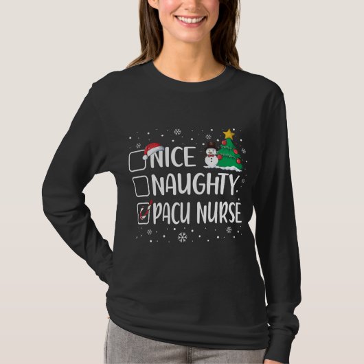 T-shirt Nice Naughty Pacu Nurse Funny Christmas Pajama Xma (Devant)