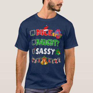 T-shirt Nice Naughty Sassy Feux de Noël Ornements Sant
