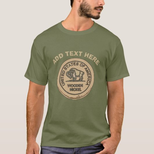 T-shirt Nickle de bison en bois, ajouter du texte (Devant)