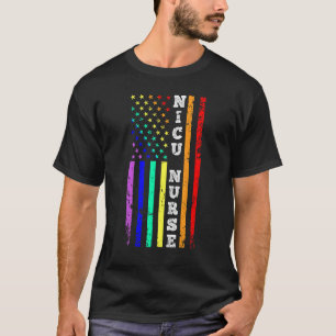 T-shirt Nicu Nurse Gay pride American Flag Pride Mois 4e