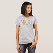 T-shirt NICU Nurse ICU Neonatal Boho Rainbow Team Tiny (Devant entier)