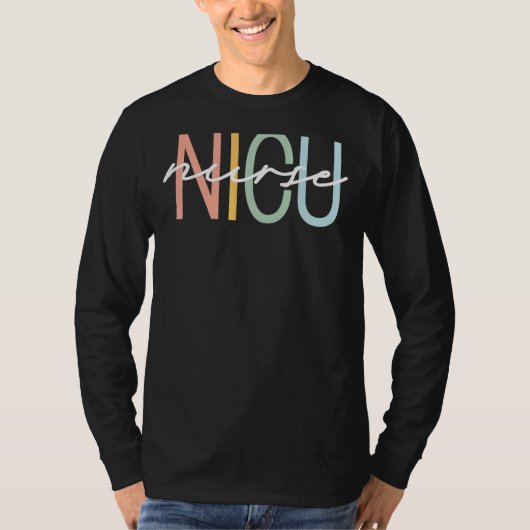 T-shirt Nicu Nurse Icu Neonatal Boho Rainbow Team Tiny Hum (Devant)
