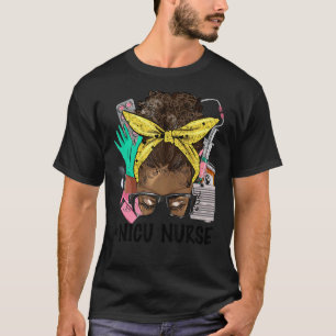 T-shirt NICU NURSE Messy Bun Afro Cheveux African Nurse Li