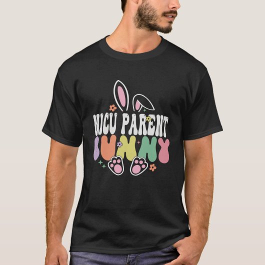 T-shirt Nicu Parent Bunny  Easter Day Groovy Family Matchi (Devant)