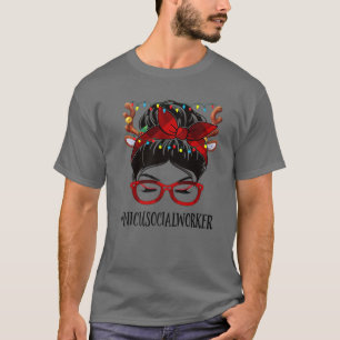 T-shirt Nicu Social Worker Vie Noël Femme Messy Bun