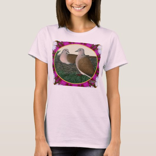 T-shirt Nid de colombe et fleurs (Devant)