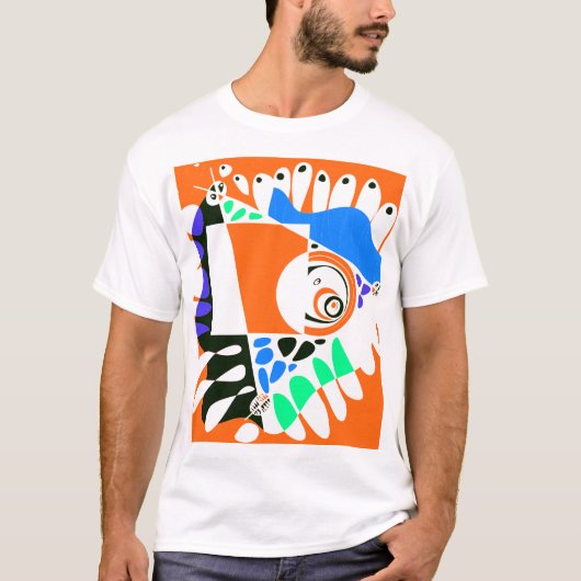 T-shirt Nid d'oiseau - Oreiller blanc orange (Devant)