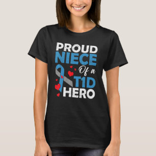 T-shirt Nièce fière d'un héros guerrier diabétique de type