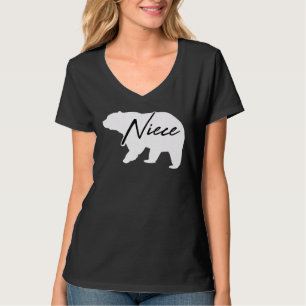 T-shirt Niece Ours Floral Frontière Rose Fleur mignonne Fa