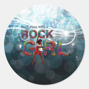 T-SHIRT niet knoeien met een rockmeisje Ronde Sticker