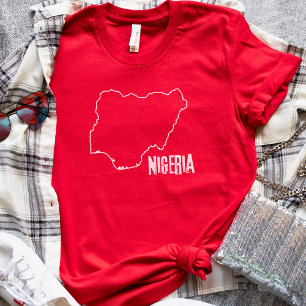 T-shirt Nigeria Country Map Line Frontière du Nigeria Outl