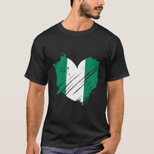 T-shirt Nigeria Drapeau J'Aime C'Est Dans Mon Adn Pour Les (Devant)