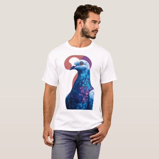 T-shirt Night Bloom Pigeon – Botanical Gradient Illustrati (Devant entier)