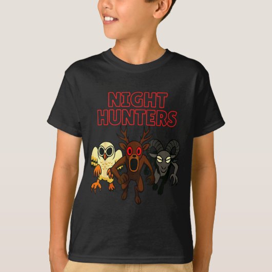 T-shirt Night Hunters. 3 Animals In The Forest. Cool Gamer (Devant)