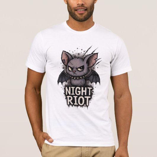 T-shirt Night Riot – Grunge Emo Bat Illustration (Devant)