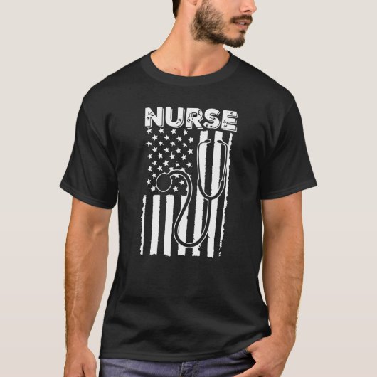 T-shirt Night Shift Nurse Nurse Flag (Devant)