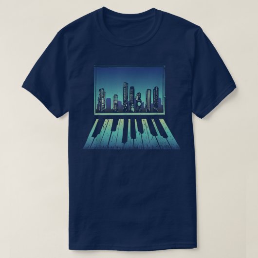 T-shirt Night Skyline Piano (Design devant)