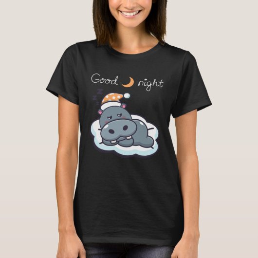 T-shirt night sleeping dreaming baby hippo (Devant)