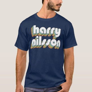 T-shirt Nilsson Retro Typographie arc-en-ciel style défraî