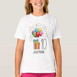 T-shirt N'Importe Quel Âge Coloré Ballons D'Anniversaire E