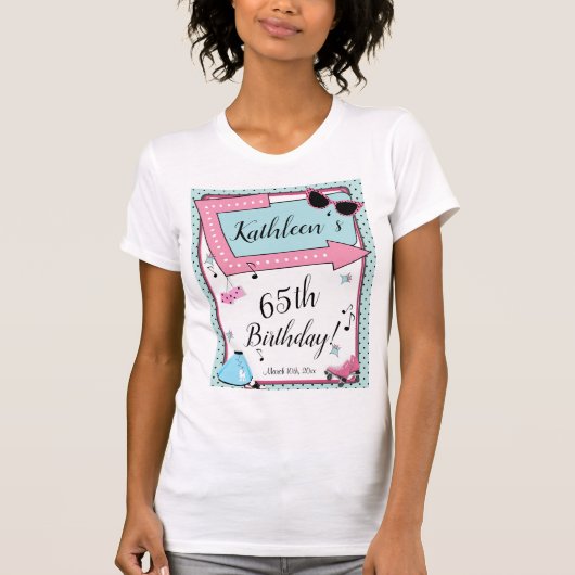 T-shirt N'importe quel âge, Invitation d'anniversaire rétr (Devant)