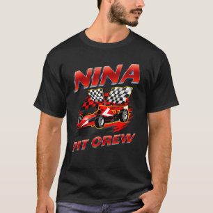 T-shirt Nina Pit Crew Race Car Anniversaire Fête Racine Fa