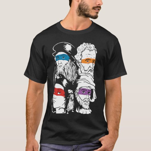 T-shirt Ninja Artiste Renaissance Michelangelo Leonardo Ra (Devant)
